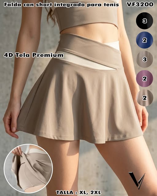 VF3200 - Falda con short integrado para tenis