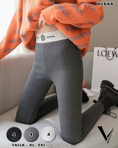 VL666 - Leggings acanalados cintura alta