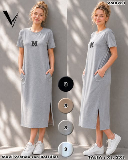 VMB781 - Maxi Vestido con Bolsillos