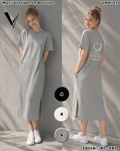 VMB782 - Maxi Vestido con Bolsillos