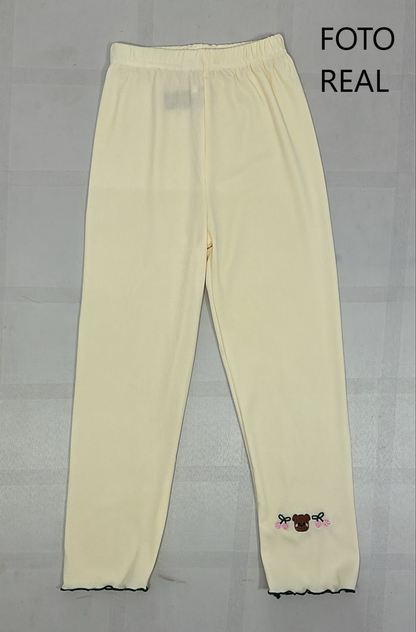 VLEG107 - Leggings Infantil Acanalado con Bordado de Osito