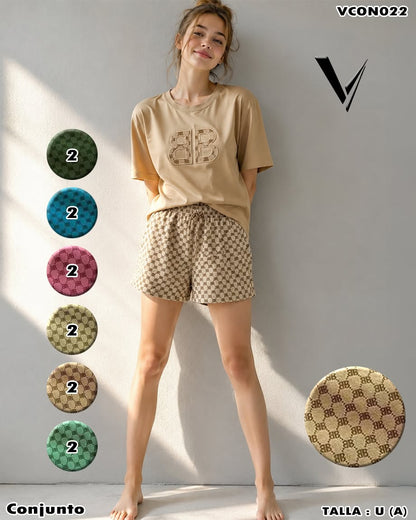 VCON022 - Conjunto Short Estampado Dama