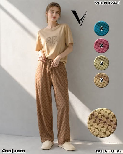 VCON024-1 - Conjunto Pijama Dama con Pantalón