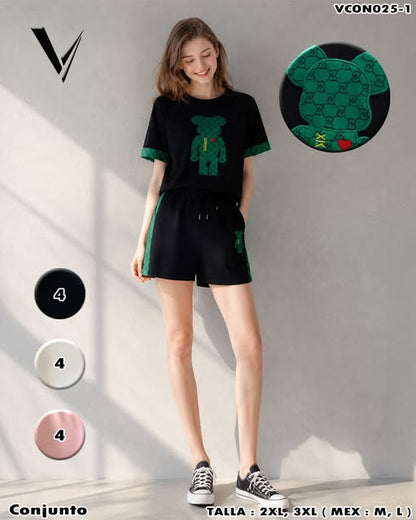 VCON025-1 - Conjunto Short Estampado Dama