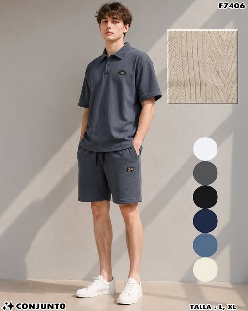 F7406 - Conjunto Polo Texturizado Caballero