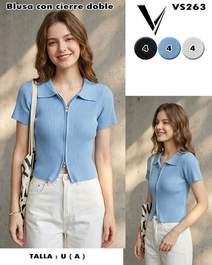 VS263 - Blusa con Cierre Doble