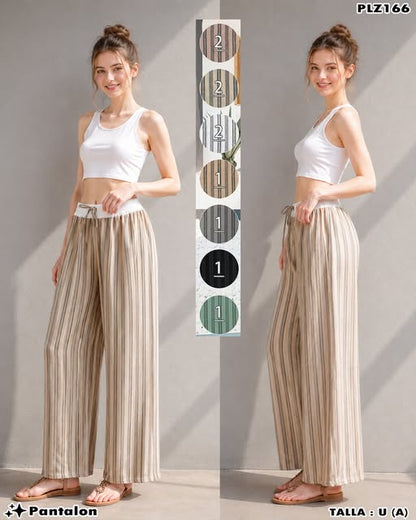 PLZ166 - Pantalón Palazzo Rayado Dama