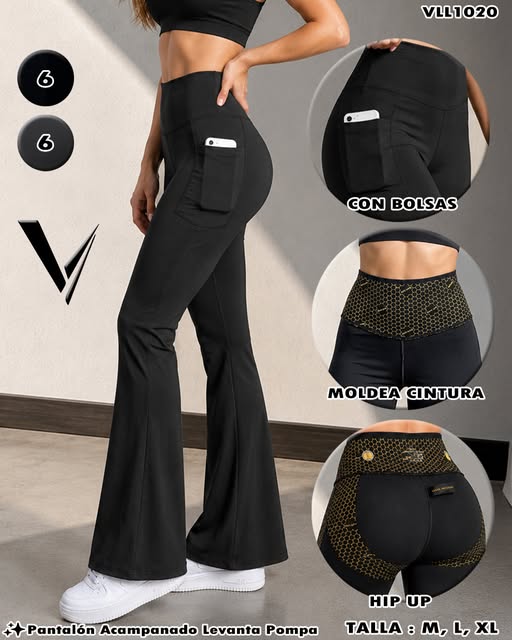 VLL1020 - Pantalón Acampanado Levanta Pompa con Bolsas