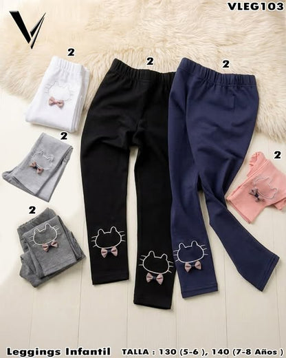 VLEG103 - Leggings Infantil con Bordado de Gatito