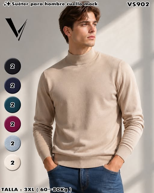 VS902 - Suéter para Hombre Cuello Mock