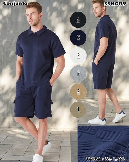 SSH009 - Conjunto Polo con Bermuda Cargo para Caballero