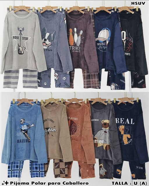 HSUV - Pijama Polar Estampada para Caballero