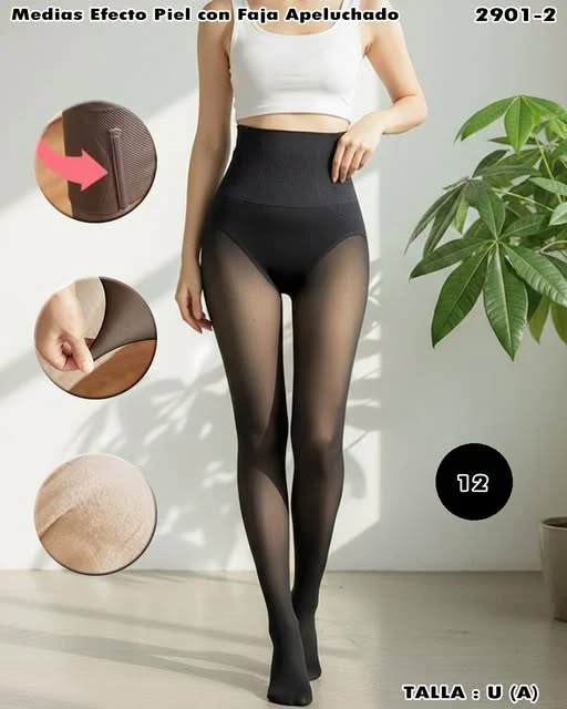2901-2 - Panti Medias Térmicas Efecto Piel con Faja