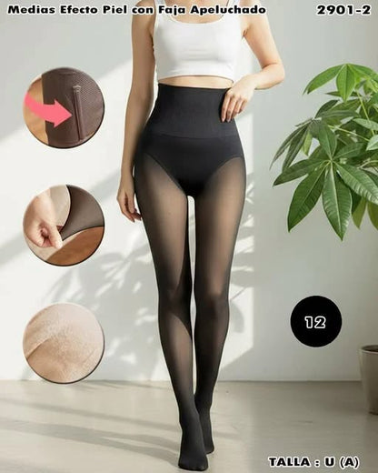 2901-2 - Panti Medias Térmicas Efecto Piel con Faja