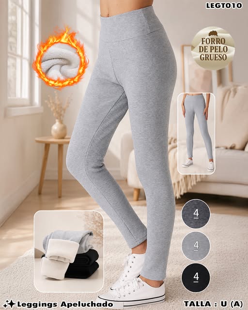 LEGT010 - Leggings Afelpado de Cintura Alta