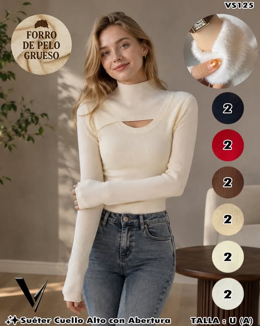 VS125 - Suéter Cuello Alto con Abertura