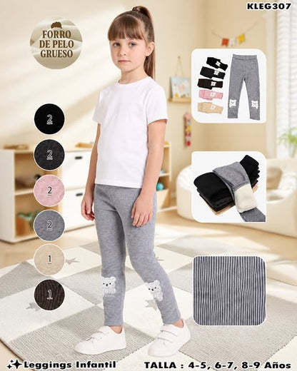 KLEG307 - Leggings Infantil Afelpado con Ositos