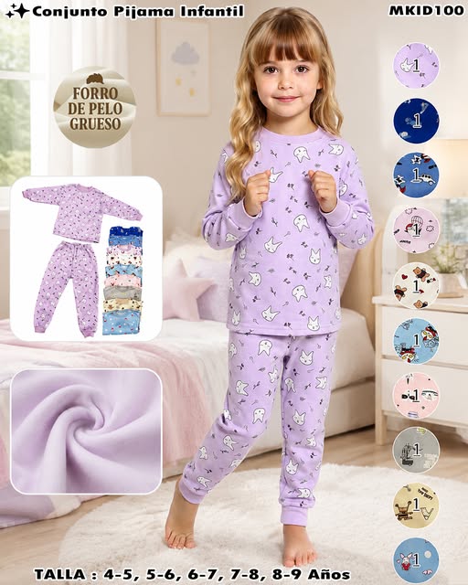 MKID100 - Conjunto Pijama Infantil Afelpado