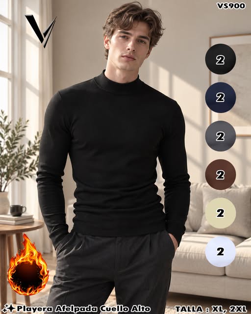 VS900 - Playera Afelpada Cuello Alto para Hombre
