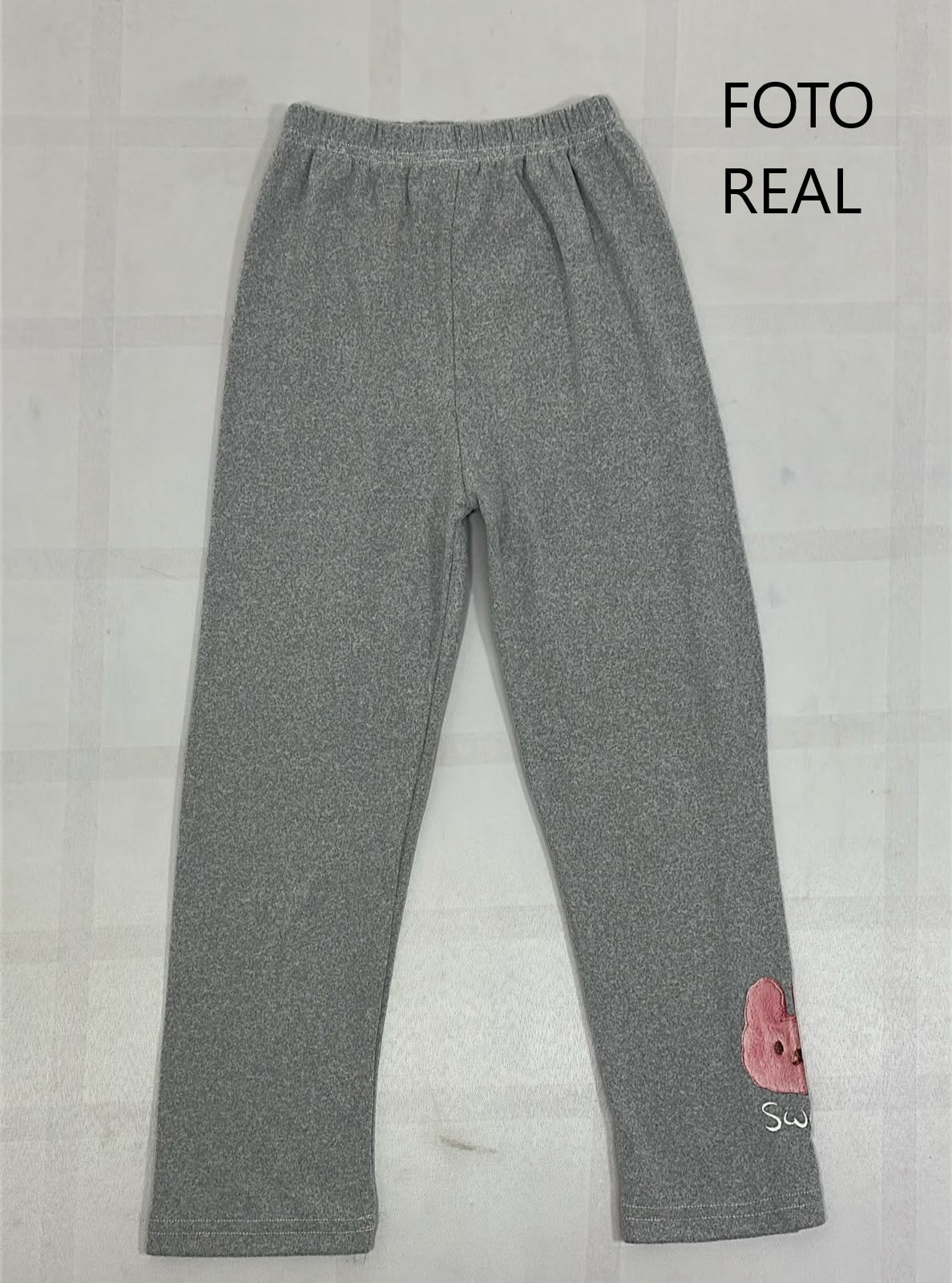 VLEG113 - Leggings Infantil Acanalado con Bordado de Conejito