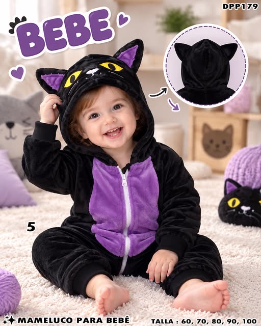 DPP179 - Mameluco de Gatito para Bebé