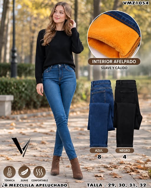 VMZ1054 - Pantalón de Mezclilla Afelpado para Dama