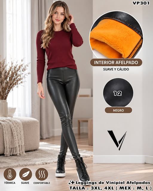 VP301 - Leggings de Vinipiel Afelpados para Dama