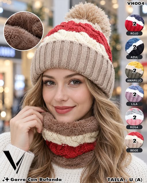 VH004 - Gorro con Bufanda Afelpada