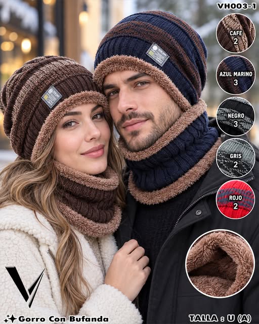 VH003-1 - Gorro con Bufanda Afelpada