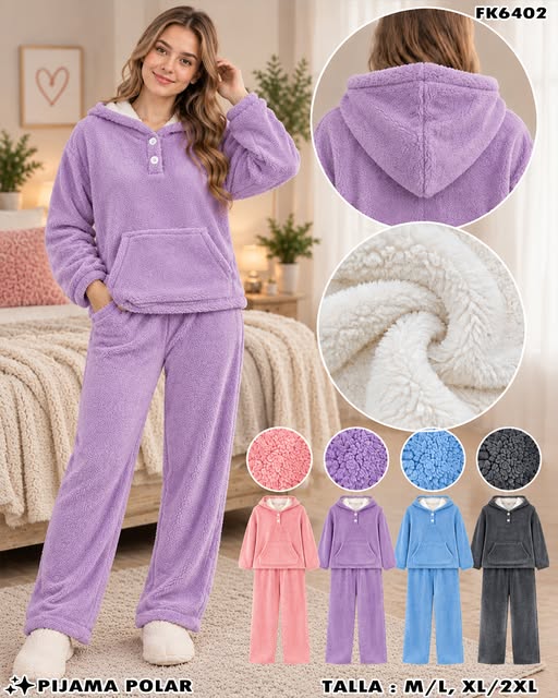 FK6402 - Pijama Polar Afelpada con Capucha