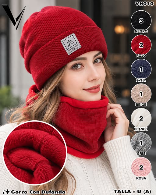VH010 - Gorro con Bufanda Afelpada