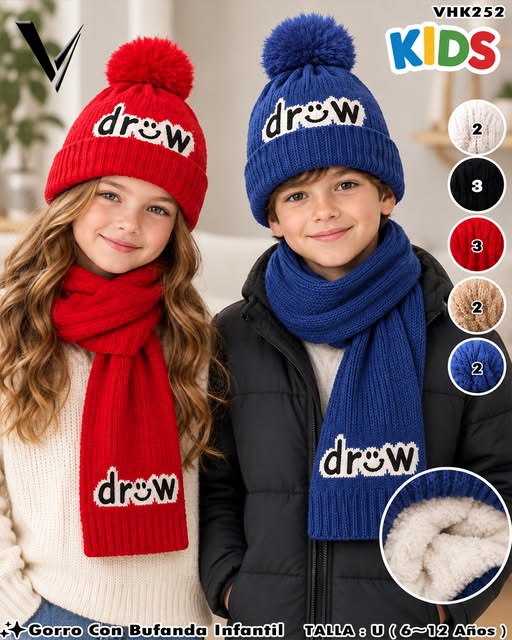 VHK252 - Gorro con Bufanda Infantil