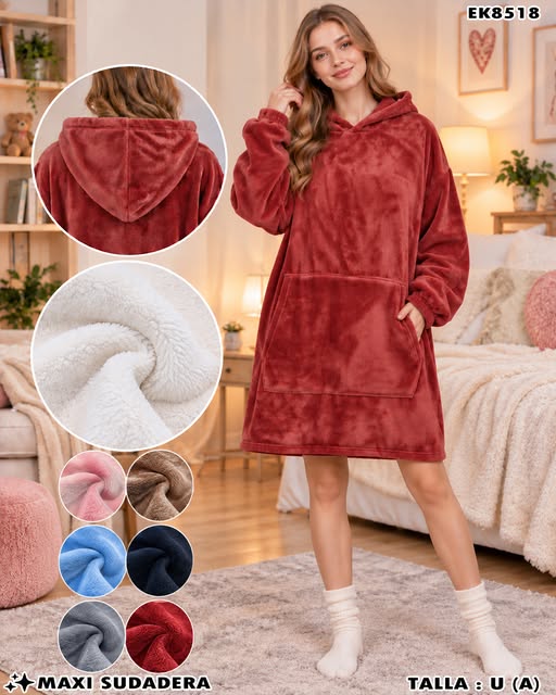 EK8518 - Maxi Sudadera Afelpada con Capucha