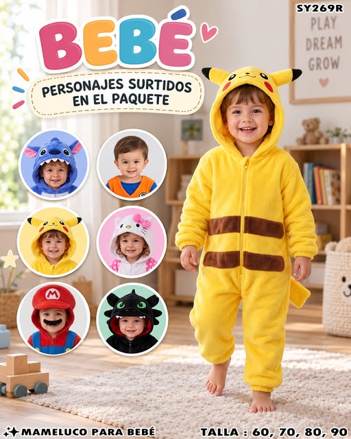 SY269R - Mameluco para Bebé de Personajes