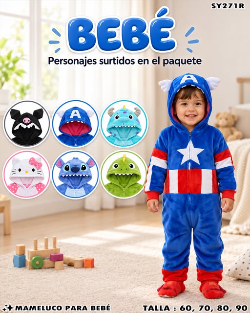 SY271R - Mameluco para Bebé de Personajes