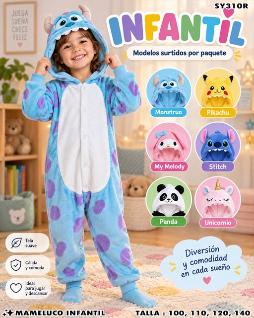 SY310R - Mameluco Infantil de Personajes