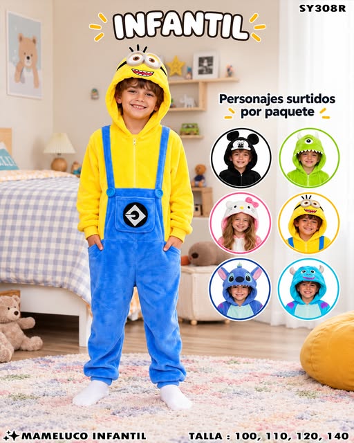 SY308R - Mameluco Infantil de Personajes