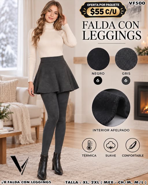 VF500 - Falda con Leggings Afelpados