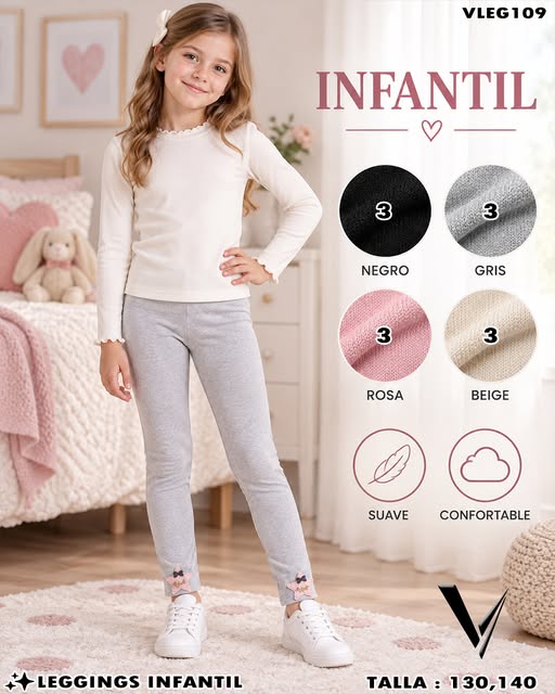 VLEG109 - Leggings Infantil con Estrella y Moño