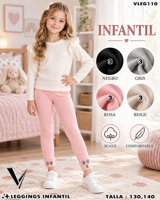 VLEG110 - Leggings Infantil con Moño y Osito