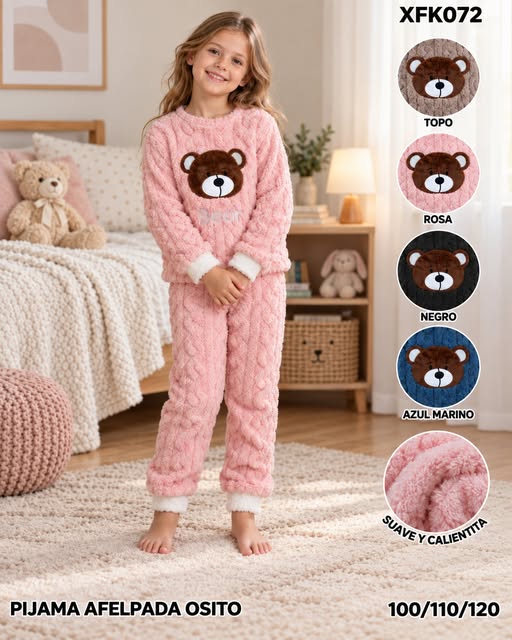 XFK072 - Pijama Infantil Afelpada de Osito