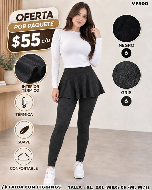 VF500 - Falda con Leggings Afelpados