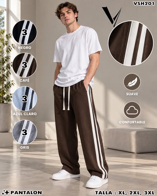 VSH201 - Pantalón Deportivo con Franjas para Caballero