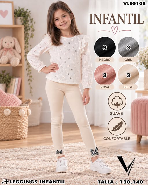 VLEG108 - Leggings Infantil con Moños