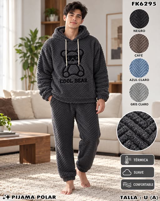 FK6295 - Pijama Polar para Caballero con Oso