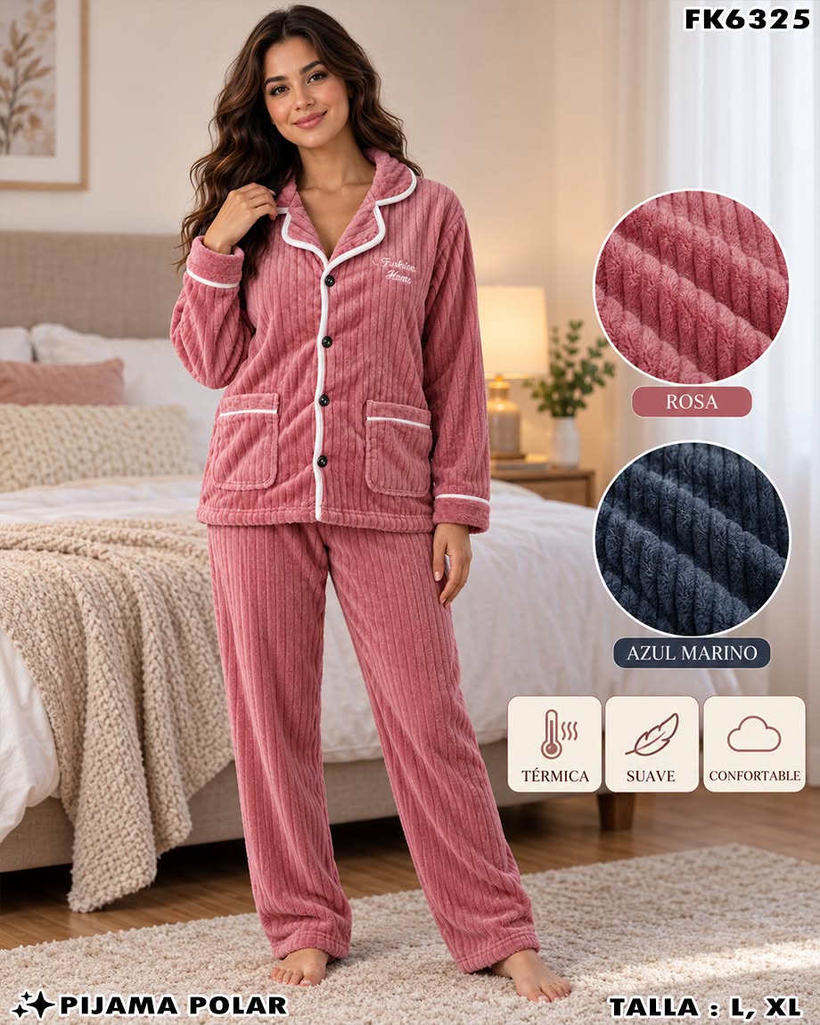 FK6325 - Pijama Polar Acanalada para Dama