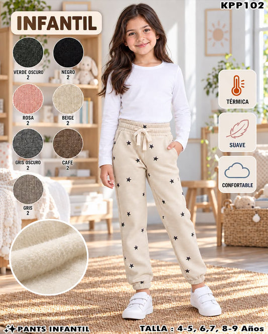 KPP102 - Pants Térmico Infantil con Estampado de Estrellas