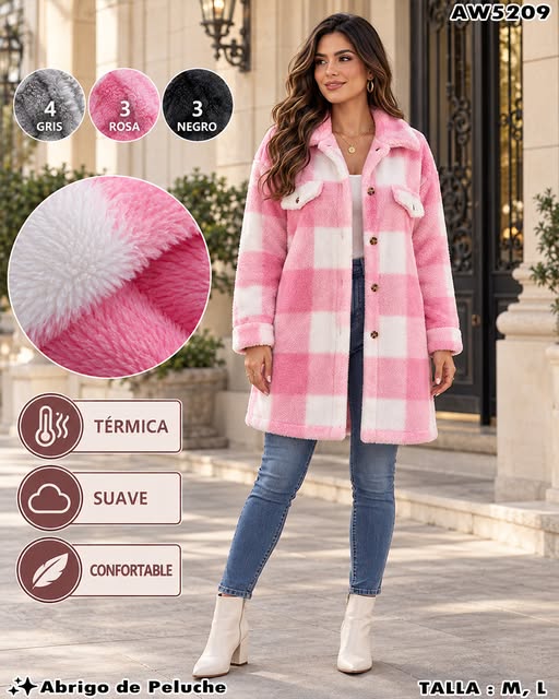 AW5209 - Abrigo de Peluche a Cuadros