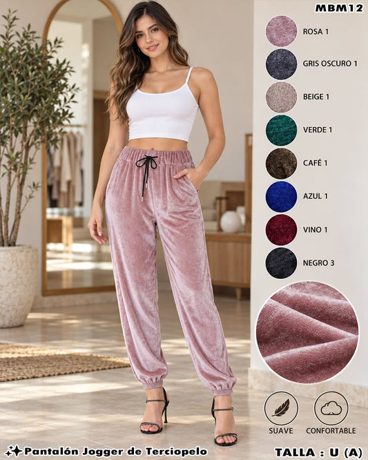 MBM12 - Pantalón Jogger de Terciopelo