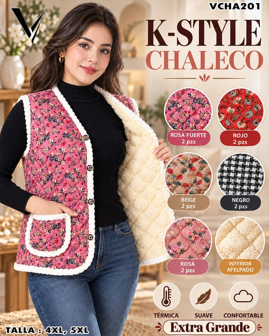 VCHA201 - Chaleco Estampado con Interior Afelpado